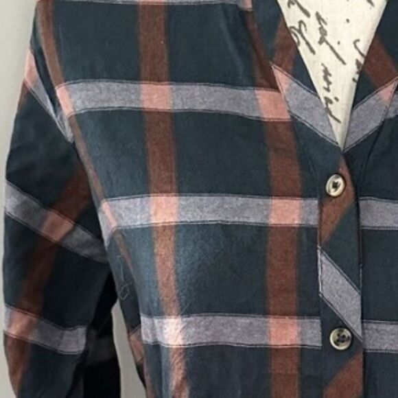 Target Knox Rose Long Sleeve Shirt Top Plaid Button Down small size Nwot - Picture 4 of 12